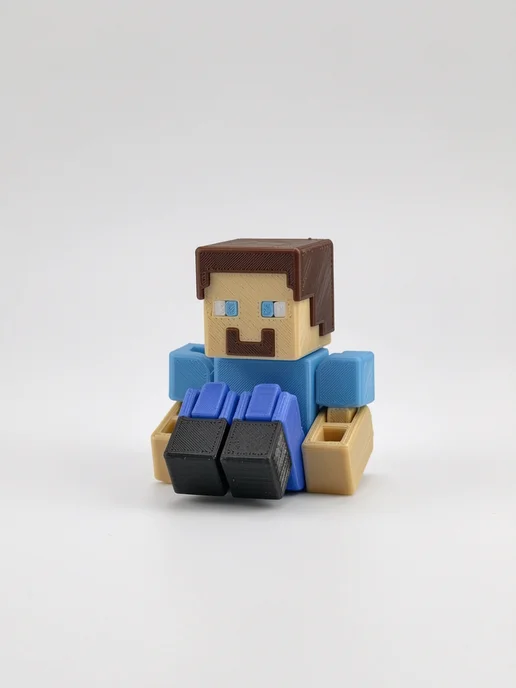 Фигурки и Статуэтки 3Д Стимул Фигурка Майнкрафт Стив, подвижная Steve Minecraft, голубой, фото 5