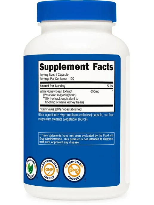 Nutricost Экстракт белой фасоли( White Kidney Bean Extract), 650мг, 12…, белый, фото 4