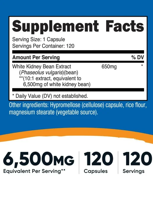 Nutricost Экстракт белой фасоли( White Kidney Bean Extract), 650мг, 12…, белый, фото 6