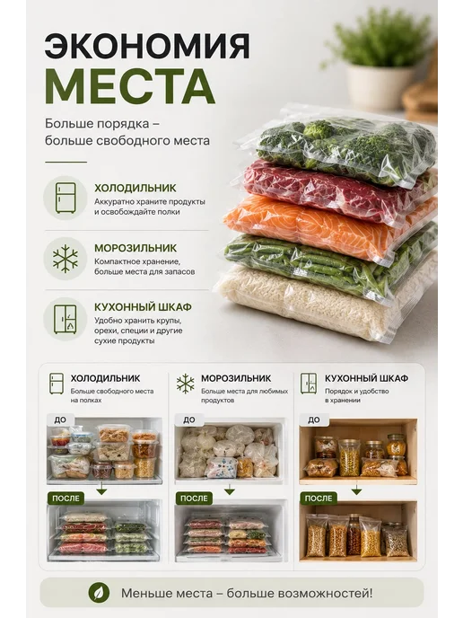 Пакеты для вакууматора рифленые 100 шт, 100 шт, фото 7
