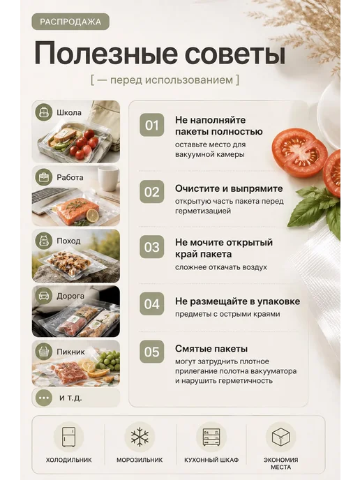 Пакеты для вакууматора рифленые 100 шт, 100 шт, фото 8