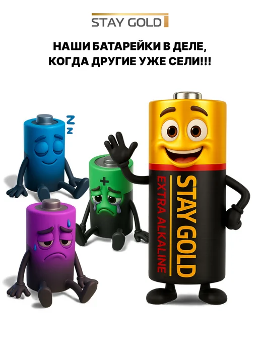 STAY GOLD Батарейки алкалиновые (щелочные) LR14 (C) 1,5V, набор 4 шт, 6 шт, фото 5