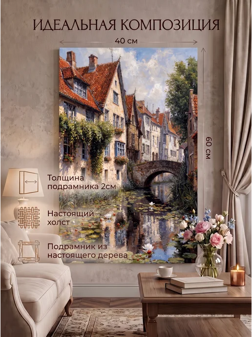 Интерьерная картина на стену 40x60 см Уютный канал, вариант, фото 2