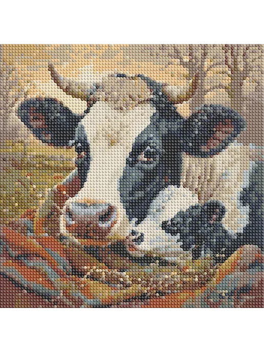 Набор для алмазной вышивки Cow мама 30x30см, 30x30 см, фото 2