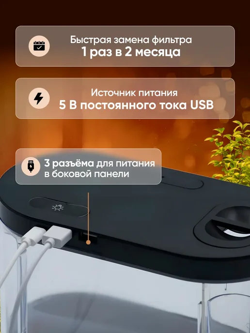 Gran Мини аквариум для рыбок с подстветкой насосом и фильтром, черный, фото 3