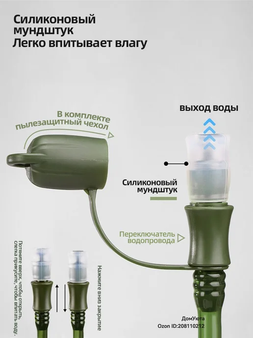 Гидратор для рюкзака,питьевая система,Утолщенный стиль,Черны, черный, фото 2