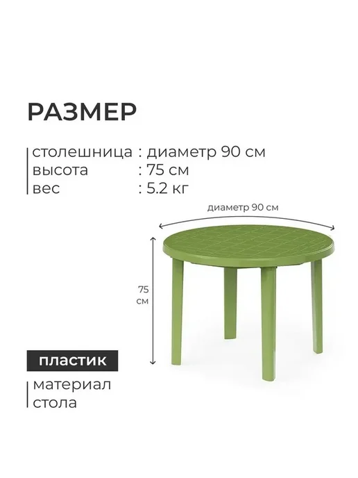 Стол круглый зеленый 90х90 см для интерьера, 90x90 см, фото 3