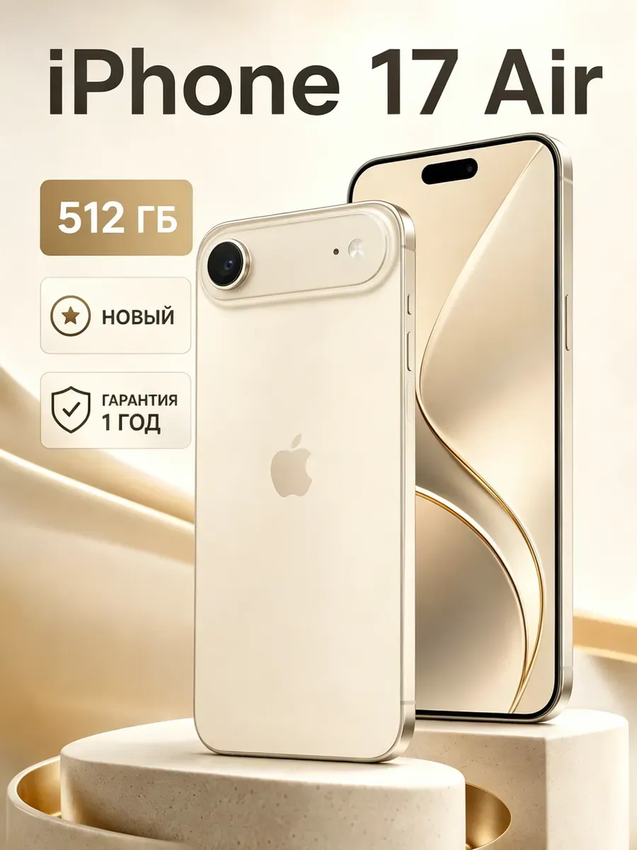 Новинка.Смартфон iPhone 17 Air 512 eSIM Gold Apple 1445740027 купить за 100 236 ₽ в интернет‑магазине Wildberries