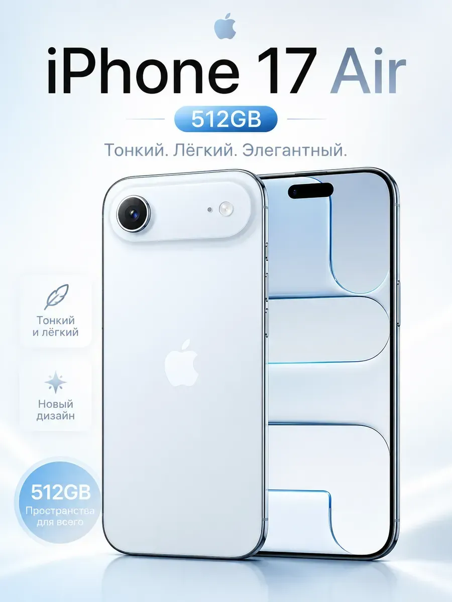 iPhone 17 air 512гб голубой телефон,Новый запечатанный Apple 1458681151 купить за 100 875 ₽ в интернет‑магазине Wildberries
