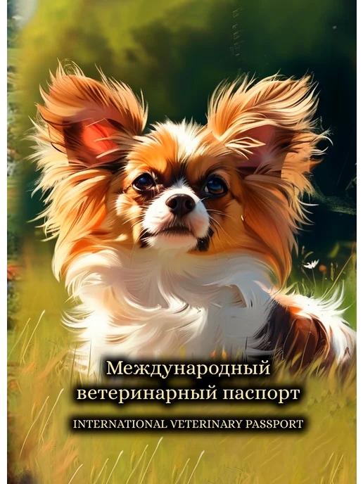 Ветеринарный паспорт с аудио-записью папийон, черный