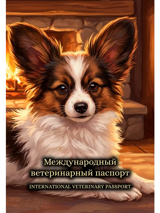 Ветеринарный паспорт с аудио-записью папийон, черный