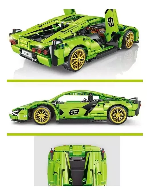 LEGO Конструктор машинка Lamborghini Sian на П.У. 916 деталей, желтый, фото 3