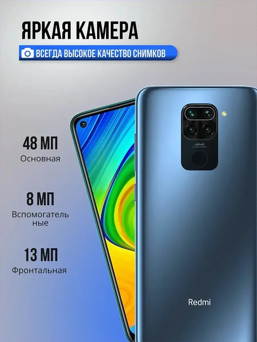 Смартфон Xiaomi Redmi Note 9 6/128 ГБ, синий, фото 7