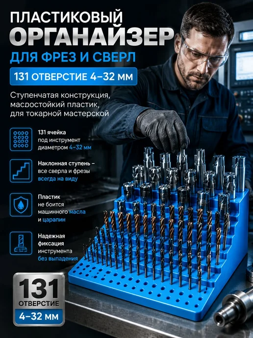 Органайзер для инструмента 131 гнездо 432 мм утеплённая, черный