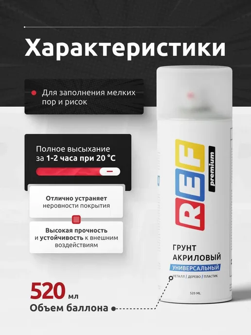 Грунтовка для автомобиля акриловая 1К черная 520 мл, 520 мл, фото 4