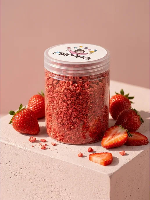 Лиофа Клубника сублимированная крошка 80гр с сахаром, 80 г, фото 7