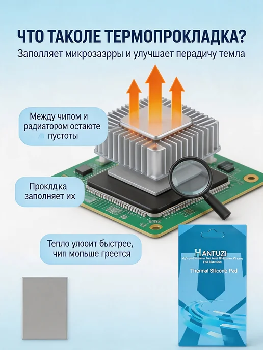 Термопрокладка HANTUZI 2,0 мм 21 Вт мК 85*45 мм Для электрон…, 85x45 мм, 21 Вт, фото 7