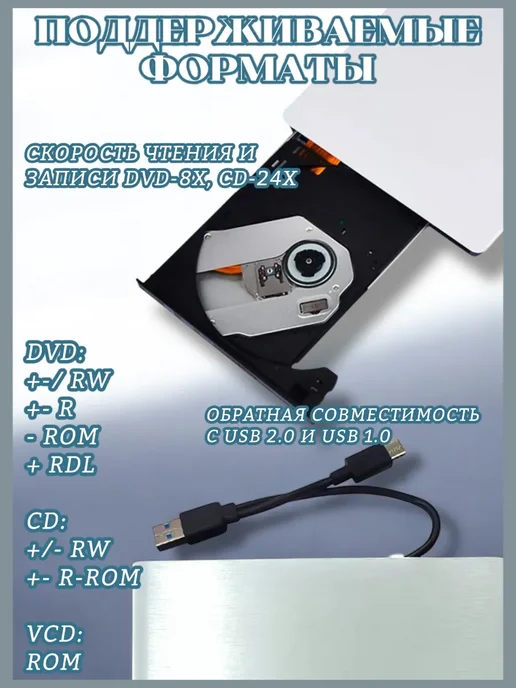 Внешний дисковод CD DVD RW оптический привод, вариант, фото 5