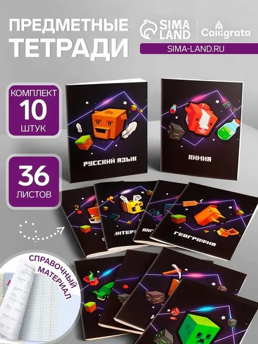 Комплект тетрадей 36л "Пиксели" для учебы, 36 л