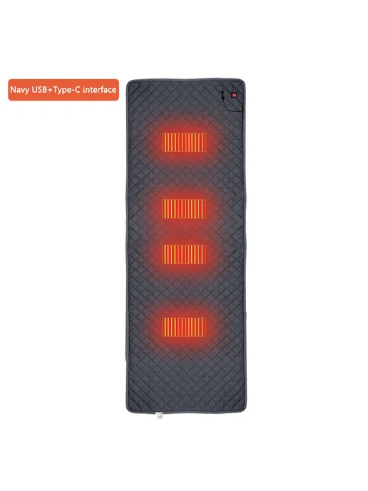 Грелка-мат для сна с 3 режимами, USB+Type-C, синий, синий, фото 6