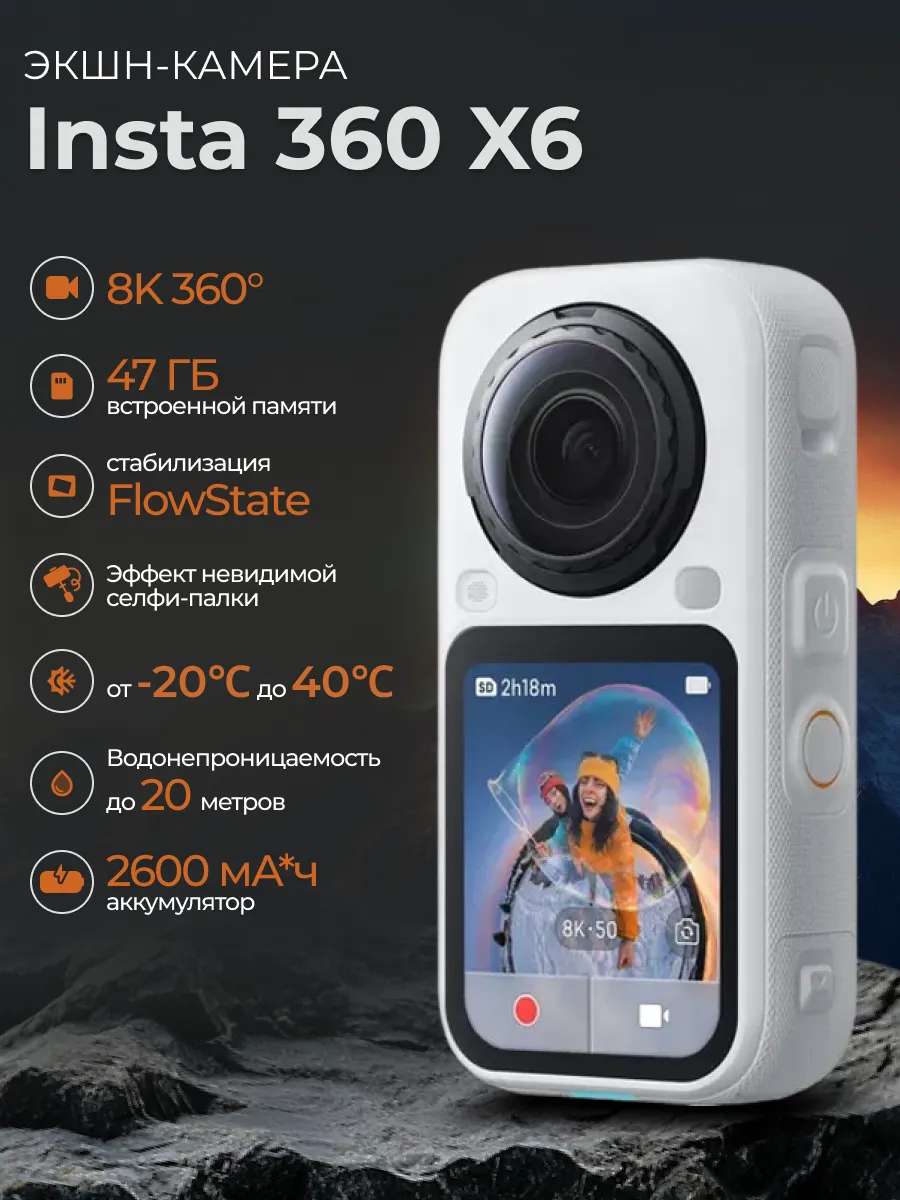 Insta360 Панорамная экшн-камера для съемки X6