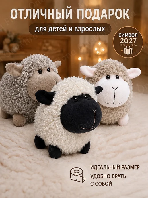 Мягкая игрушка Овечка плюшевая сюрприз, белый, фото 4