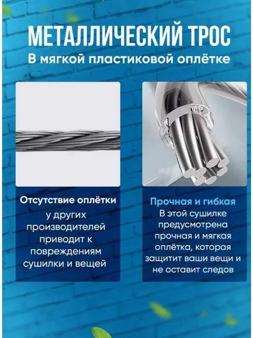 Сушилка для белья 4.8 м настенная лиана 4 см х 9 см х 4 см 1, 4,8 м, фото 3