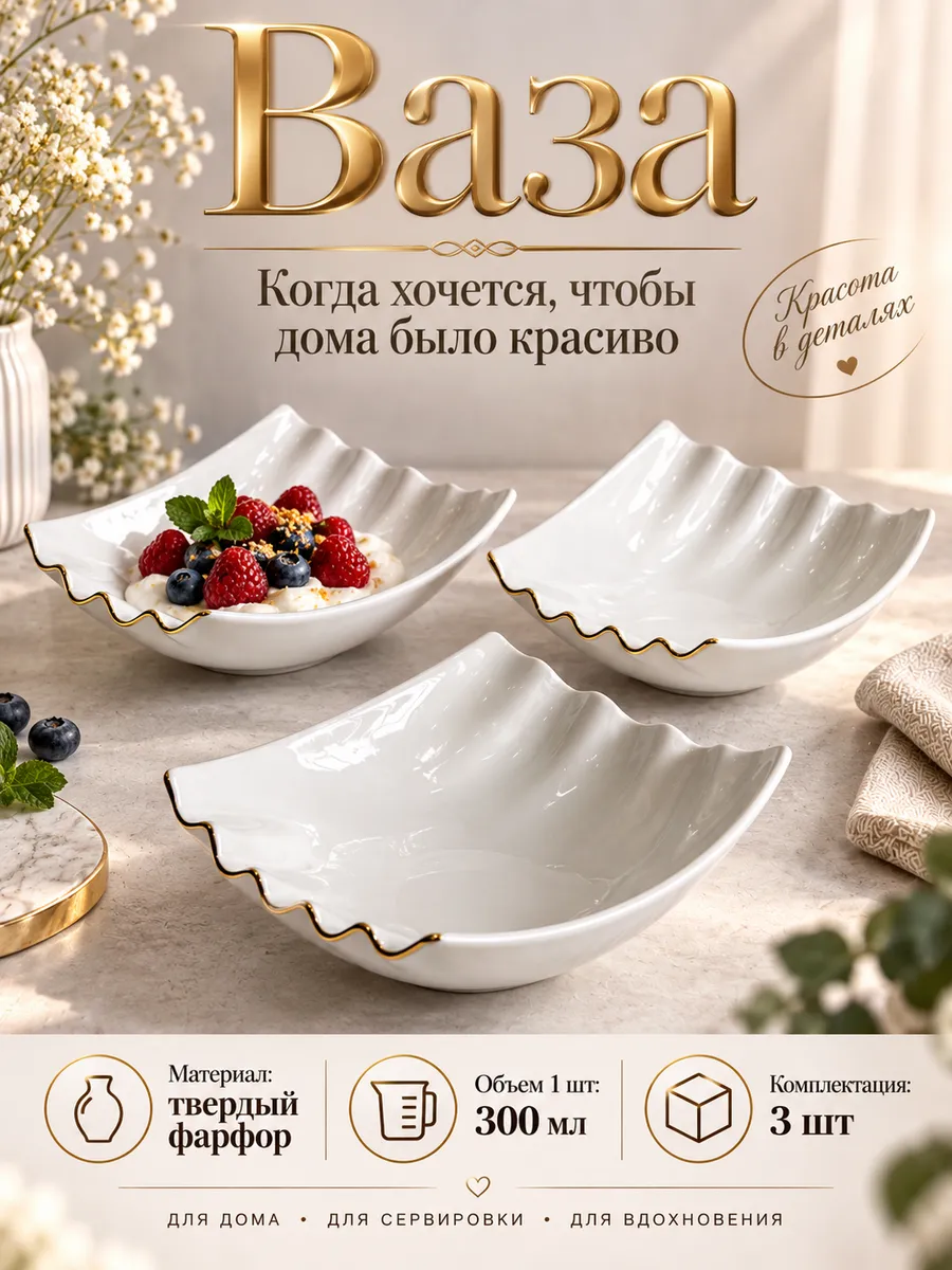 Ваза для конфет и фруктов набор из 3штук