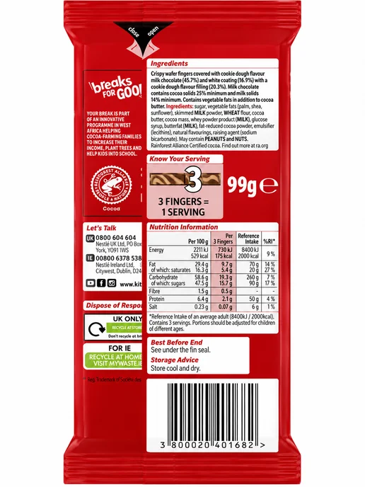 Kitkat Шоколад молочный с начинкой Kit Kat Cookie dough flavour, вариант, фото 3