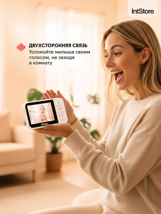 IntStore Видеоняня с монитором радионяня беспроводная, белый, фото 7