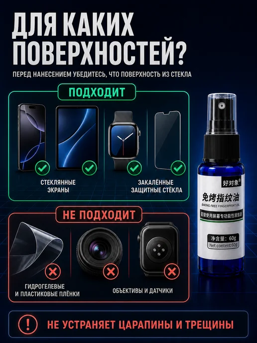 Олеофобное покрытие для телефона, жидкость 2х20 мл, 60 г, фото 5