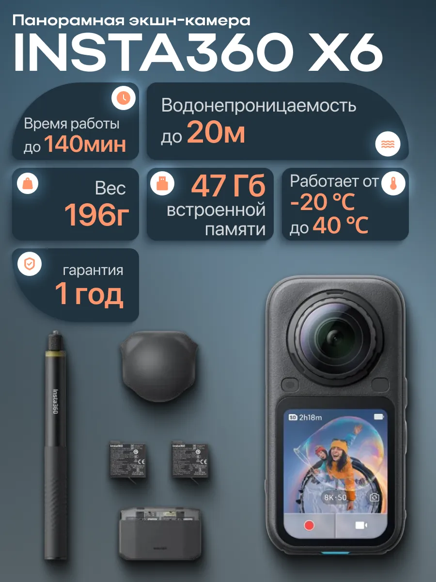 Insta360 Панорамная экшн-камера X6 Essentialbundle black