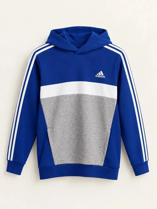 adidas Худи утепленное с флисом J 3S TIB FL HD, синий