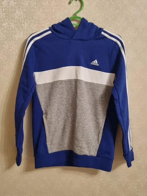 adidas Худи утепленное с флисом J 3S TIB FL HD, синий, фото 2