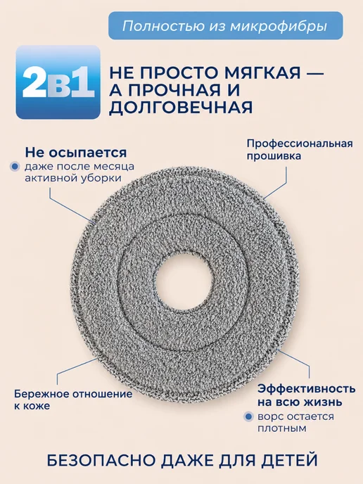 Lazuli Насадки для умной швабры круглые, серый, фото 7