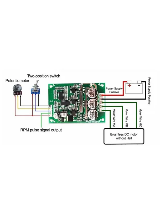 Контроллер скорости BLDC DC12-36V 500W для бесщеточного, 500 Вт, фото 3