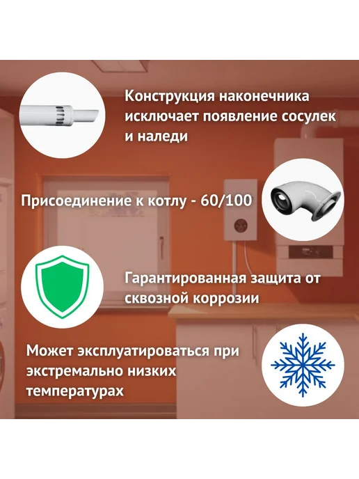 Дымоход антилед для котла ARISTON CLAS SYSTEM (Китай), вариант, фото 3