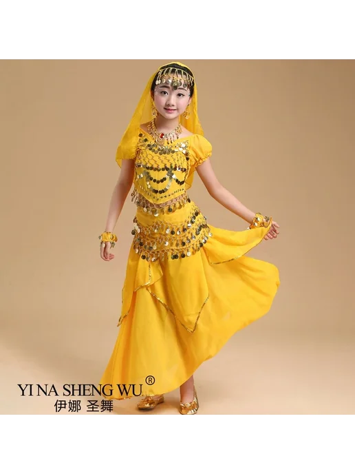 YI NA SHENG WU Набор костюма для танца живота для детей и в, фиолетовый, фото 3