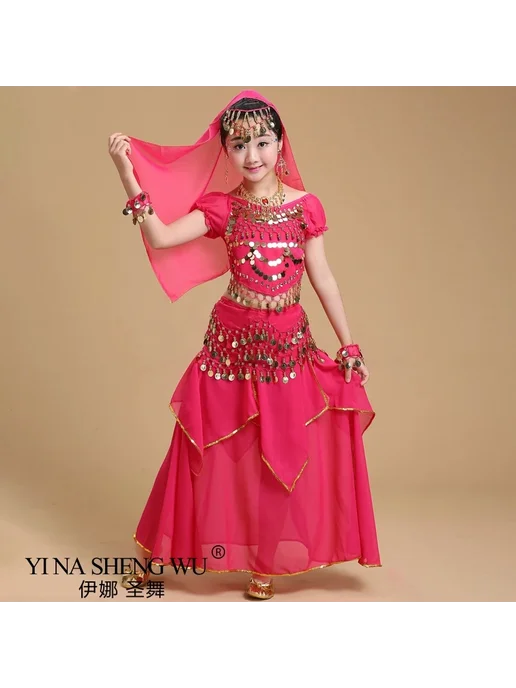 YI NA SHENG WU Набор костюма для танца живота для детей и в, фиолетовый, фото 6