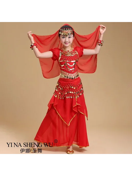 YI NA SHENG WU Набор костюма для танца живота для детей и в, фиолетовый, фото 7