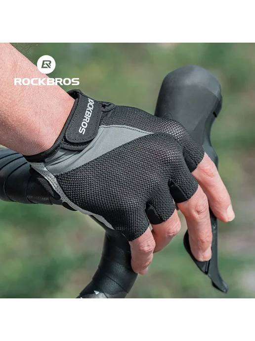 Rockbros Велоперчатки с полными пальцами для MTB и шоссейных, черный, фото 2