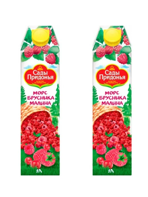 Сады Придонья Морс бруснично-малиновый, 1 л, 2 шт, 1 л, 2 шт