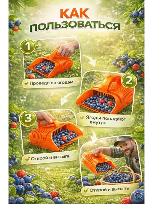 ГЕША1 совок для ягод брусники, оранжевый, фото 2