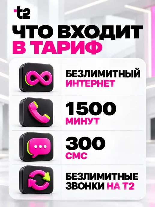 Сим карта Т2 безлимит с балансом, вариант, фото 2