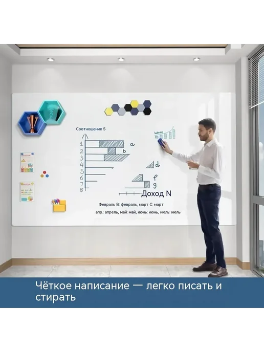 Съемные наклейки на стену в виде доски, белый, фото 6