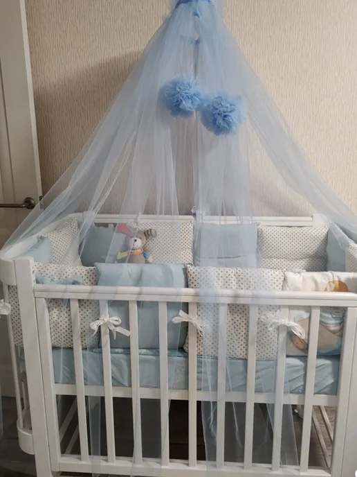 STEFANI HOME Балдахин с помпонами, голубой