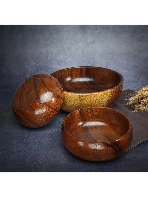 Нет бренда Деревянная миска для салата, 16x4 см, натуральная посуда, 16x4 см, фото 3