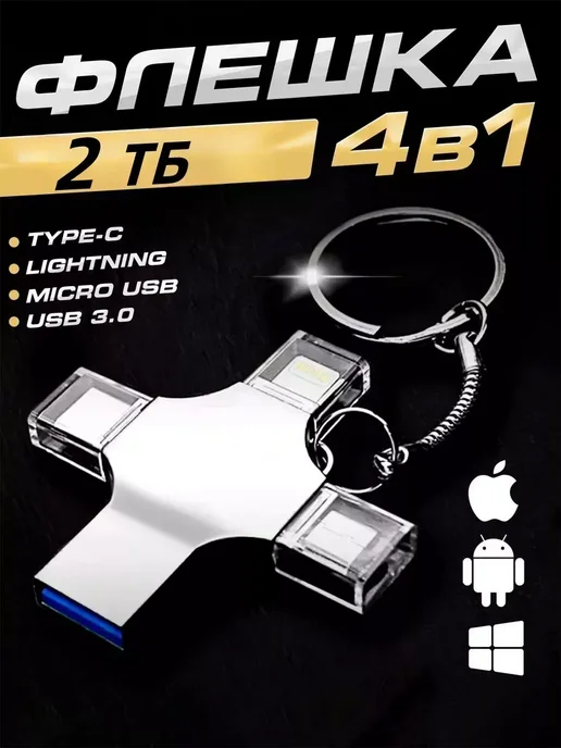 Металлическая флешка для iphone накопитель USB 2 ТБ, 2 ТБ, фото 2