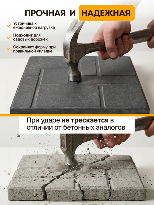 ОНЕСТ ПОЛИМЕР Плитка тротуарная полимерпесчаная 33х33, графит, 6 шт, 6 шт, фото 7