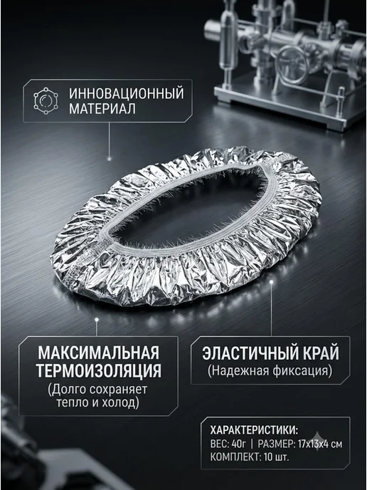 Фольгированные крышки на резинке для еды и посуды, серый, фото 2